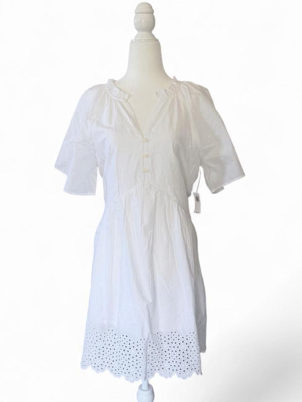 Old Navy White Cotton Eyelet Midi Dress